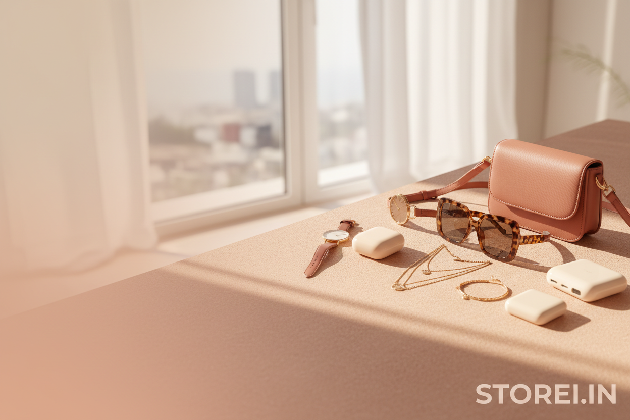 hero image for dropshipping website Storei.in, focusing on acessories